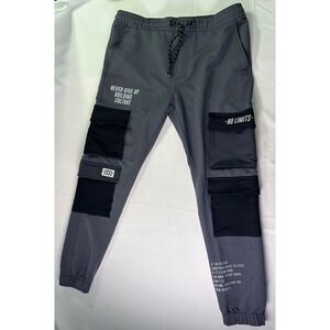 Rock Salt Cargo Joggers Mens Medium M Grey Black No Limits Streetwear Gorpcore